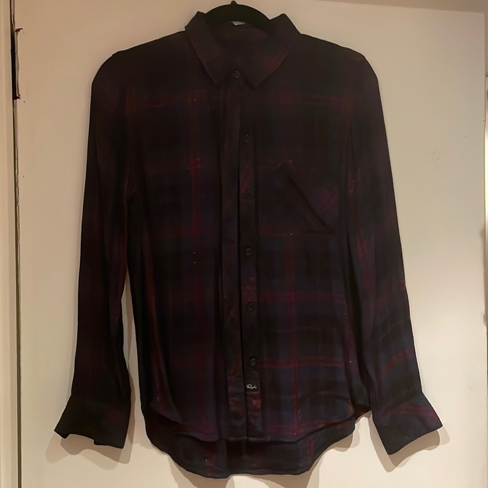 Rails Navy And Black Flannel Button Down. Size Sm… - image 1